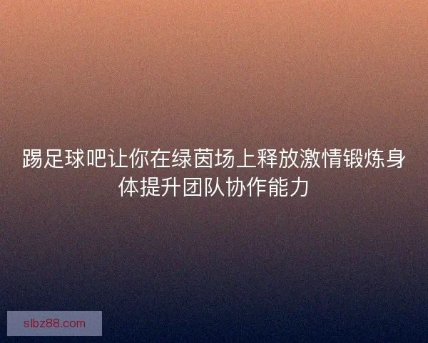 踢足球吧让你在绿茵场上释放激情锻炼身体提升团队协作能力